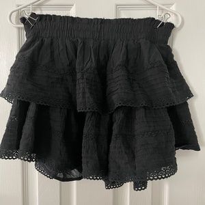 American Eagle Black Tiered Ruffled Mini Skirt
